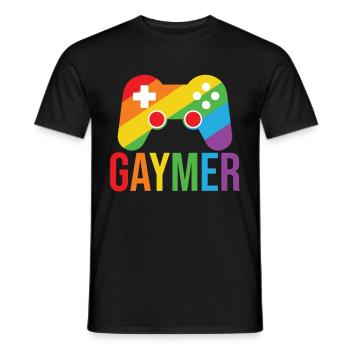 Gaymer LGBT Pride Rainbow Gamer Video Games - Männer T-Shirt - Schwarz - Vorne - AI Model Male 178 light (178cm)
