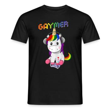 Gaymer LGBT Pride Rainbow Gamer Video Games - Männer T-Shirt - Schwarz - Vorne - AI Model Male 178 light (178cm)