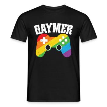 Gaymer LGBT Pride Rainbow Gamer Video Games - Männer T-Shirt - Schwarz - Vorne - AI Model Male 178 light (178cm)