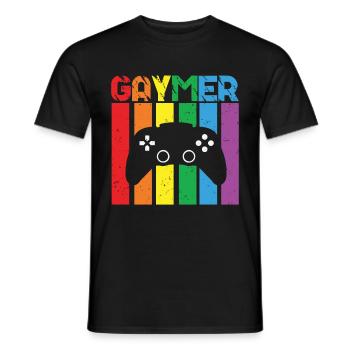 Gaymer LGBT Pride Rainbow Gamer Video Games - Männer T-Shirt - Schwarz - Vorne - AI Model Male 178 light (178cm)