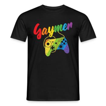 Gaymer LGBT Pride Rainbow Gamer Video Games - Männer T-Shirt - Schwarz - Vorne - AI Model Male 178 light (178cm)