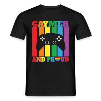 Gaymer LGBT Pride Rainbow Gamer Video Games - Männer T-Shirt - Schwarz - Vorne - AI Model Male 178 light (178cm)