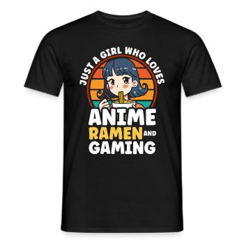 Anime Ramen and Gaming Gamer Anime - Men's T-Shirt - black - Front - AI Model Male 178 light (178cm)