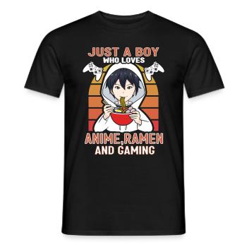 Anime Ramen and Gaming Gamer Anime - Men's T-Shirt - black - Front - AI Model Male 178 light (178cm)