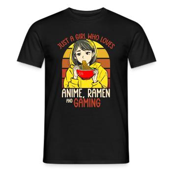 Anime Ramen and Gaming Gamer Anime - Men's T-Shirt - black - Front - AI Model Male 178 light (178cm)