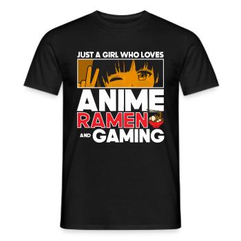 Anime Ramen and Gaming Gamer Anime - Men's T-Shirt - black - Front - AI Model Male 178 light (178cm)