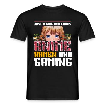 Anime Ramen and Gaming Gamer Anime - Men's T-Shirt - black - Front - AI Model Male 178 light (178cm)