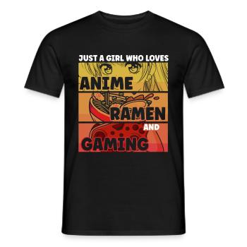 Anime Ramen and Gaming Gamer Anime - Men's T-Shirt - black - Front - AI Model Male 178 light (178cm)