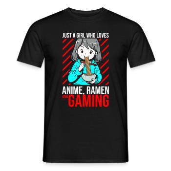 Anime Ramen and Gaming Gamer Anime - Men's T-Shirt - black - Front - AI Model Male 178 light (178cm)