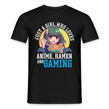 Anime Ramen and Gaming Gamer Anime - Men's T-Shirt - black - Front - AI Model Male 178 light (178cm)