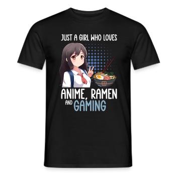 Anime Ramen and Gaming Gamer Anime - Men's T-Shirt - black - Front - AI Model Male 178 light (178cm)