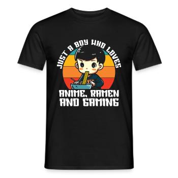 Anime Ramen and Gaming Gamer Anime - Men's T-Shirt - black - Front - AI Model Male 178 light (178cm)