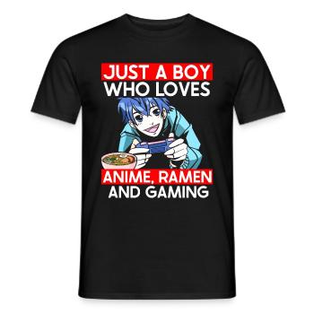 Anime Ramen and Gaming Gamer Anime - Men's T-Shirt - black - Front - AI Model Male 178 light (178cm)