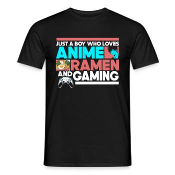 Anime Ramen and Gaming Gamer Anime - Men's T-Shirt - black - Front - AI Model Male 178 light (178cm)