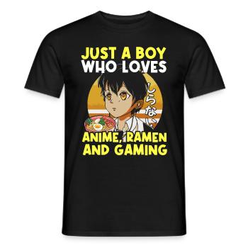 Anime Ramen and Gaming Gamer Anime - Men's T-Shirt - black - Front - AI Model Male 178 light (178cm)