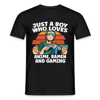 Anime Ramen and Gaming Gamer Anime - Men's T-Shirt - black - Front - AI Model Male 178 light (178cm)