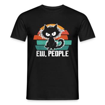 Ew Gens Chat Drôle Vintage Antisocial - T-shirt homme - noir - Devant - AI Model Male 178 light (178cm)