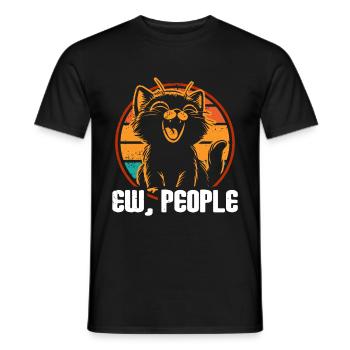 Ew People Cat Lustige Vintage Anti -soziale - Männer T-Shirt - Schwarz - Vorne - AI Model Male 178 light (178cm)