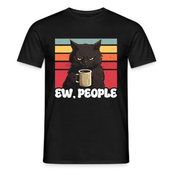 Ew People Cat Lustige Vintage Anti -soziale - Männer T-Shirt - Schwarz - Vorne - AI Model Male 178 light (178cm)