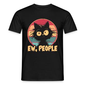 Ew Gens Chat Drôle Vintage Antisocial - T-shirt homme - noir - Devant - AI Model Male 178 light (178cm)