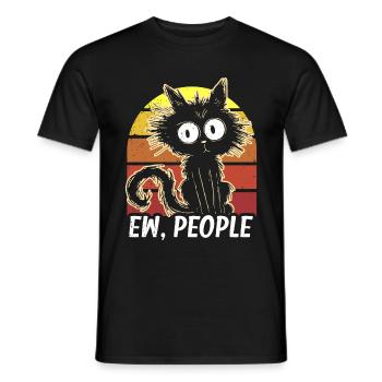 Ew People Cat Lustige Vintage Anti -soziale - Männer T-Shirt - Schwarz - Vorne - AI Model Male 178 light (178cm)