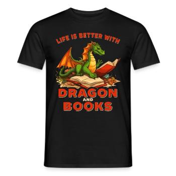 Dragons et livres Nerd Dragon Lover - T-shirt homme - noir - Devant - AI Model Male 178 light (178cm)