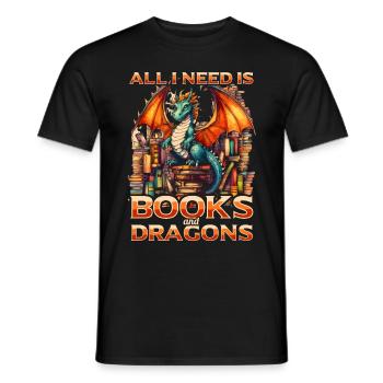 Dragons et livres Nerd Dragon Lover - T-shirt homme - noir - Devant - AI Model Male 178 light (178cm)