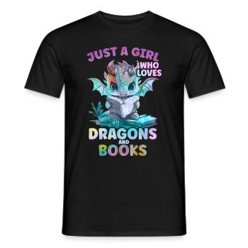 Dragons et livres Nerd Dragon Lover - T-shirt homme - noir - Devant - AI Model Male 178 light (178cm)