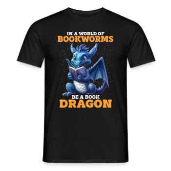 Dragons et livres Nerd Dragon Lover - T-shirt homme - noir - Devant - AI Model Male 178 light (178cm)