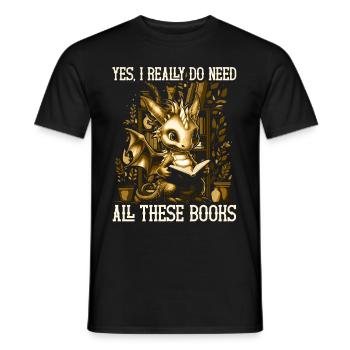 Dragons et livres Nerd Dragon Lover - T-shirt homme - noir - Devant - AI Model Male 178 light (178cm)