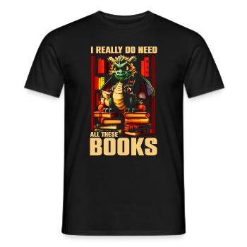 Dragons et livres Nerd Dragon Lover - T-shirt homme - noir - Devant - AI Model Male 178 light (178cm)