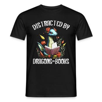 Dragons et livres Nerd Dragon Lover - T-shirt homme - noir - Devant - AI Model Male 178 light (178cm)