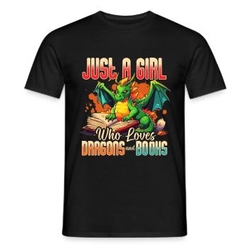 Dragons et livres Nerd Dragon Lover - T-shirt homme - noir - Devant - AI Model Male 178 light (178cm)