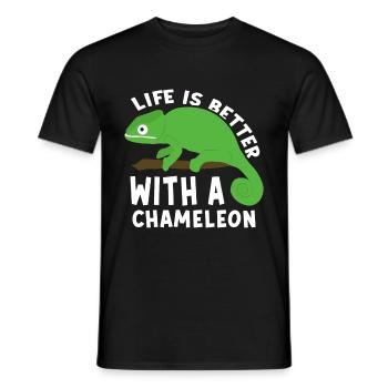 Chameleon Reptile Zoo Keeper Lizard Safari - Men's T-Shirt - black - Front - AI Model Male 178 light (178cm)