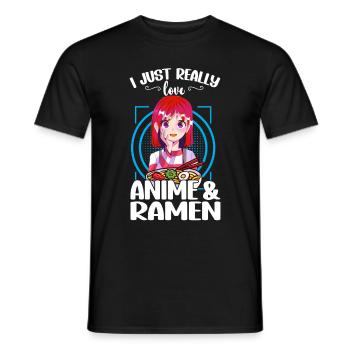 I Just Really Love Anime & Ramen - Men's T-Shirt - black - Front - AI Model Male 178 light (178cm)