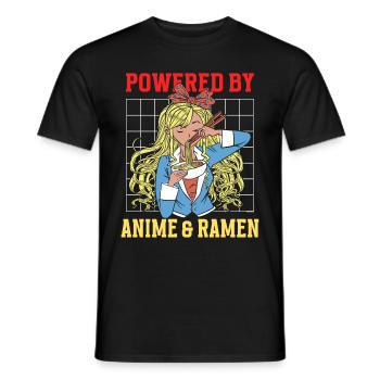 Powered By Anime & Ramen - Männer T-Shirt - Schwarz - Vorne - AI Model Male 178 light (178cm)