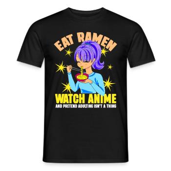 Eat Ramen Watch Anime - Men's T-Shirt - black - Front - AI Model Male 178 light (178cm)