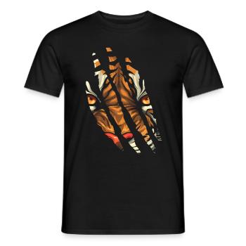 Oeil de tigre griffe Safari Zoo faune Animal - T-shirt homme - noir - Devant - AI Model Male 178 light (178cm)