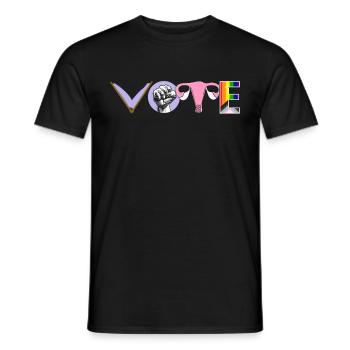 Voting Books Faustier Ovaries Lgtbq - Men's T-Shirt - black - Front - AI Model Male 178 light (178cm)