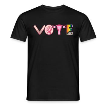 Voting Books Faustier Ovaries Lgtbq - Men's T-Shirt - black - Front - AI Model Male 178 light (178cm)