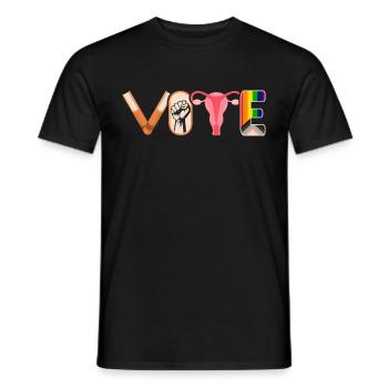 Voting Books Faustier Ovaries Lgtbq - Men's T-Shirt - black - Front - AI Model Male 178 light (178cm)