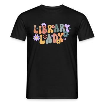 Groovy Reading Librarian Funny Library - Men's T-Shirt - black - Front - AI Model Male 178 light (178cm)