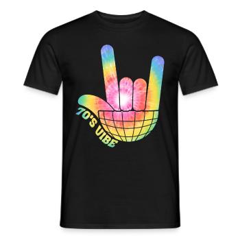 Disco Groovy Hippie 70s 80er Vintage Siebziger - Männer T-Shirt - Schwarz - Vorne - AI Model Male 178 light (178cm)