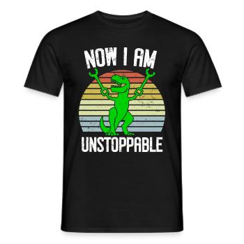 Rétro Maintenant je suis imparable Drôle T-Rex Dinosaure - T-shirt homme - noir - Devant - AI Model Male 178 light (178cm)