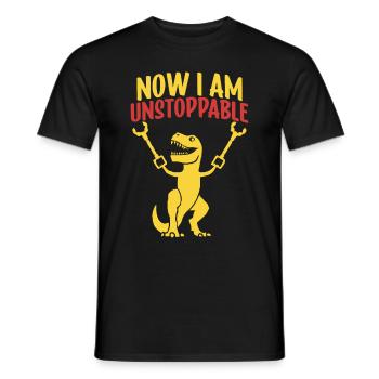Rétro Maintenant je suis imparable Drôle T-Rex Dinosaure - T-shirt homme - noir - Devant - AI Model Male 178 light (178cm)
