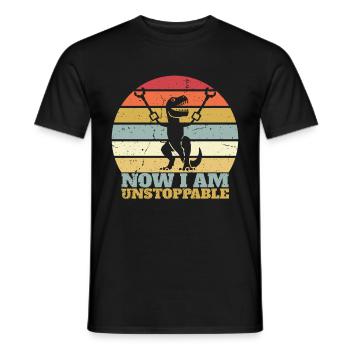 Rétro Maintenant je suis imparable Drôle T-Rex Dinosaure - T-shirt homme - noir - Devant - AI Model Male 178 light (178cm)