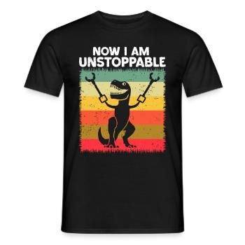 Rétro Maintenant je suis imparable Drôle T-Rex Dinosaure - T-shirt homme - noir - Devant - AI Model Male 178 light (178cm)