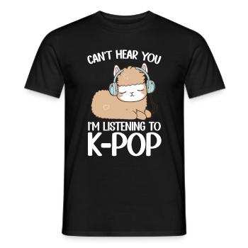 Can't Hear You I'm Listening K-pop Alpaca - Männer T-Shirt - Schwarz - Vorne - AI Model Male 178 light (178cm)