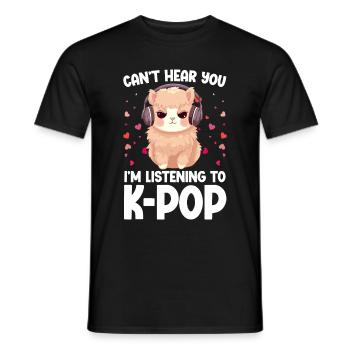 Can't Hear You I'm Listening K-pop Alpaca - Männer T-Shirt - Schwarz - Vorne - AI Model Male 178 light (178cm)