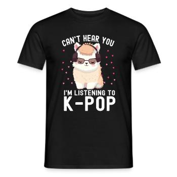Can't Hear You I'm Listening K-pop Alpaca - Männer T-Shirt - Schwarz - Vorne - AI Model Male 178 light (178cm)